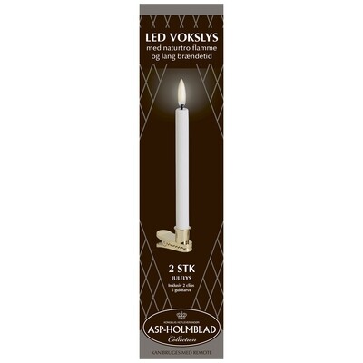 ASP-HOLMBLAD LED Christmas candles 1.3 x 13.8 cm 2 pcs. White in a nice gift box with clip