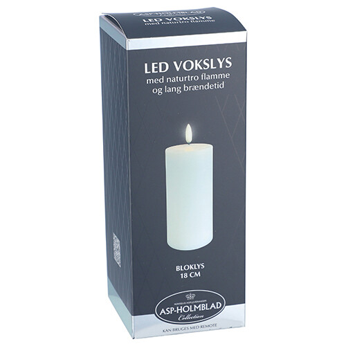 ASP-HOLMBLAD LED Wax Candle 7.8 x 18 cm White in a beautiful gift box
