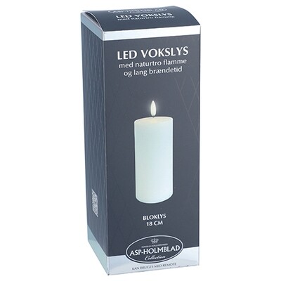 ASP-HOLMBLAD LED Wax Candle 7.8 x 18 cm White in a beautiful gift box