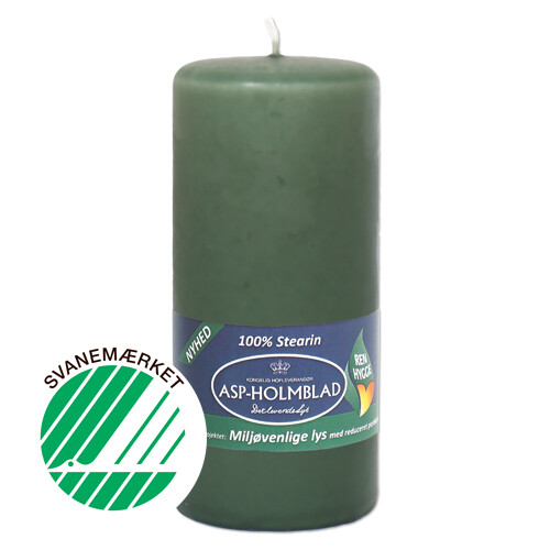 Low Emission Pillar Candle 6.8 x 15 cm 100% Stearin Moss Green