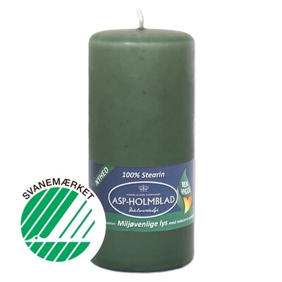 Low Emission Pillar Candle 6.8 x 15 cm 100% Stearin Moss Green