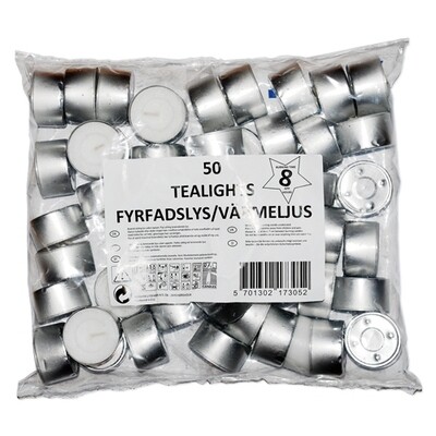 Tealights paraffin 8 hours 50 pcs.