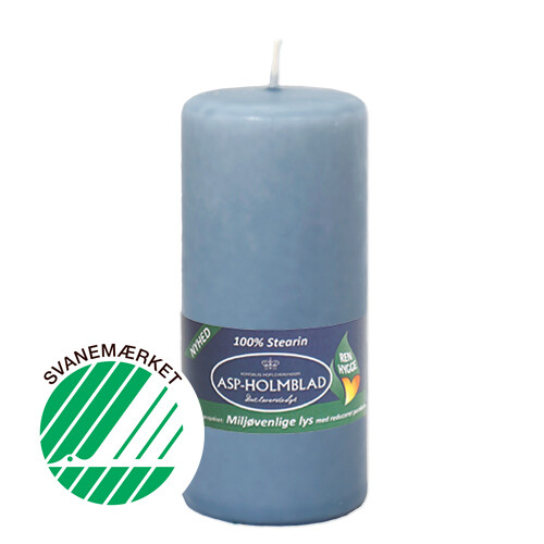 Low Emission Pillar Candle 5.8 x 13 cm Dusty Blue - 100% Stearin