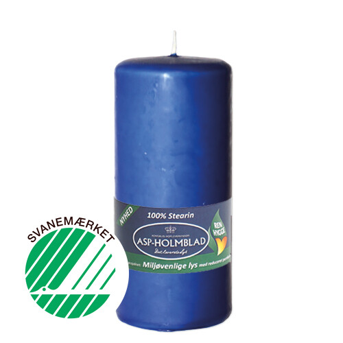 Low Emission Pillar Candle 5.8 x 13 cm Dark Blue - 100% Stearin