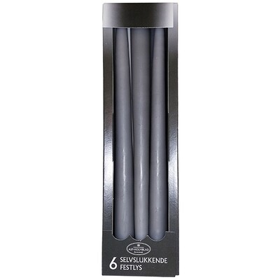 Self-extinguishing Taper candles 2.2 x 28 cm Grey