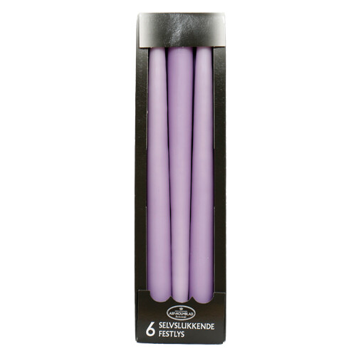 Self-extinguishing Taper candles 2.2 x 28 cm Lavender