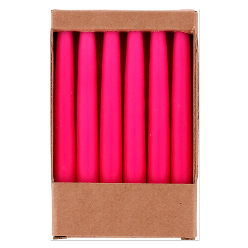 Mini Taper candles 6 pcs. dipped Jazz/Pink "Picasso" 1.3 x 12 cm