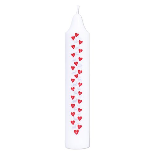 Calendar candle 5 x 27.5 cm white 100% pure stearin “Reindeer &amp; Hearts"