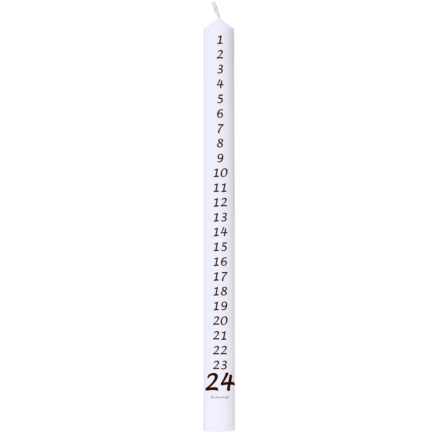 Calendar candle 3 x 39 cm white 100% pure stearin “1-24 Black"