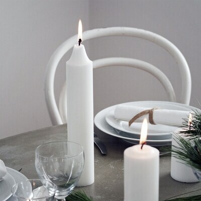 Stearin Pillar Candle 5 x 27,5 cm white 100% pure stearin 4 pack