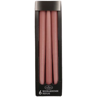 Self-extinguishing Taper candles 2.2 x 28 cm Old Rose