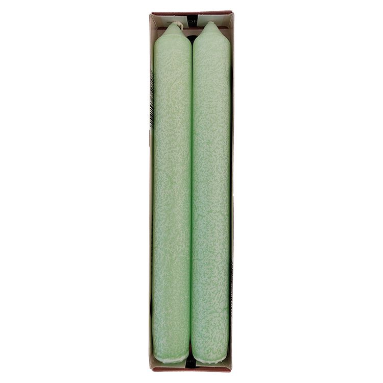 Taper Candles "Crackle" Light Green 2.2 x 20 cm, Set of 2