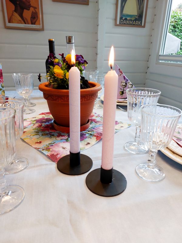 Taper Candles "Crackle" Light Rosa 2.2 x 20 cm, Set of 2