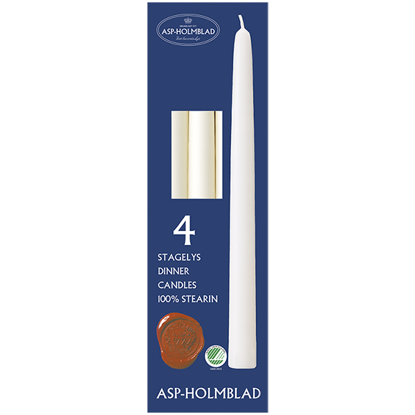 Taper Candles 2.1 x 25.5 cm 4 pcs. 100% Pure Stearin Creme
