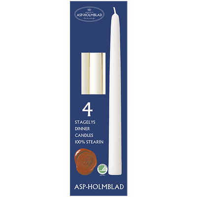 Taper Candles 2.1 x 25.5 cm 4 pcs. 100% Pure Stearin Creme