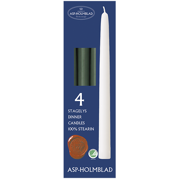 Taper Candles 2.1 x 25.5 cm 4 pcs. 100% Pure Stearin Green