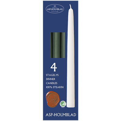 Taper Candles 2.1 x 25.5 cm 4 pcs. 100% Pure Stearin Green