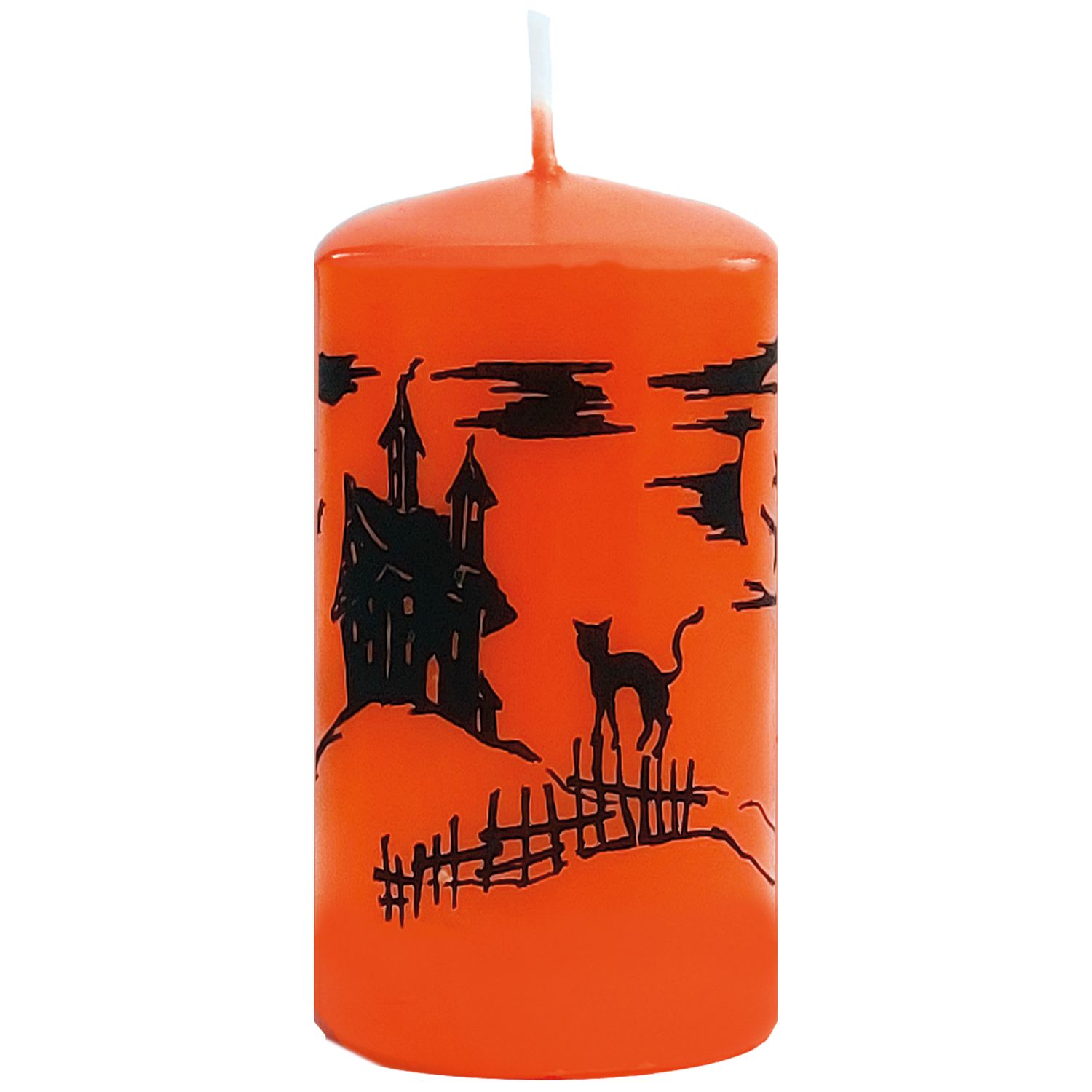 “HALLOWEEN CAT” pillar candle 5,8 x 12 cm  - “Cheddar"