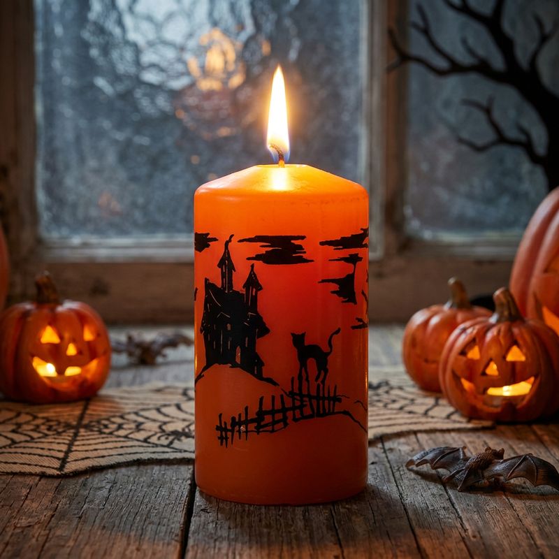 “HALLOWEEN CAT” pillar candle 5,8 x 12 cm  - “Cheddar"