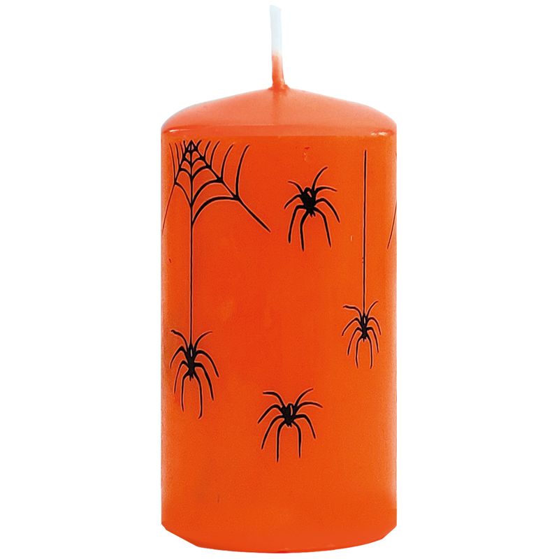 “HALLOWEEN SPIDER” pillar candle 5,8 x 12 cm  - “Cheddar"
