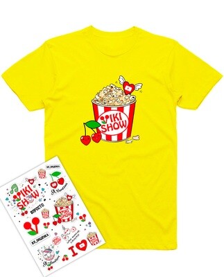 Набор детская футболка «Попкорн» + стикерпак