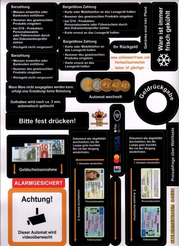 Automaten Aufkleber in schwarz