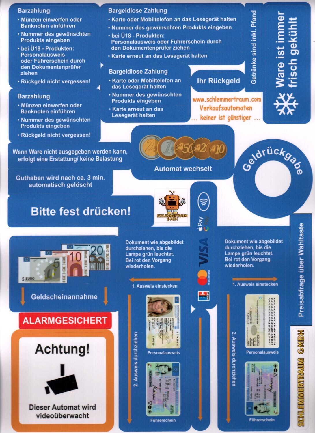 Automaten Aufkleber in blau