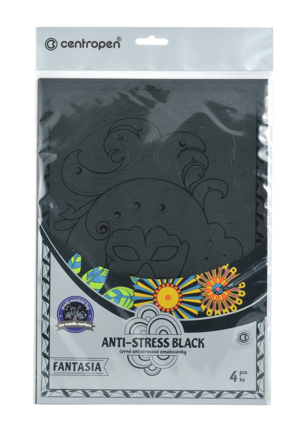 5 Laminas Negras Anti Estrés Fantasía