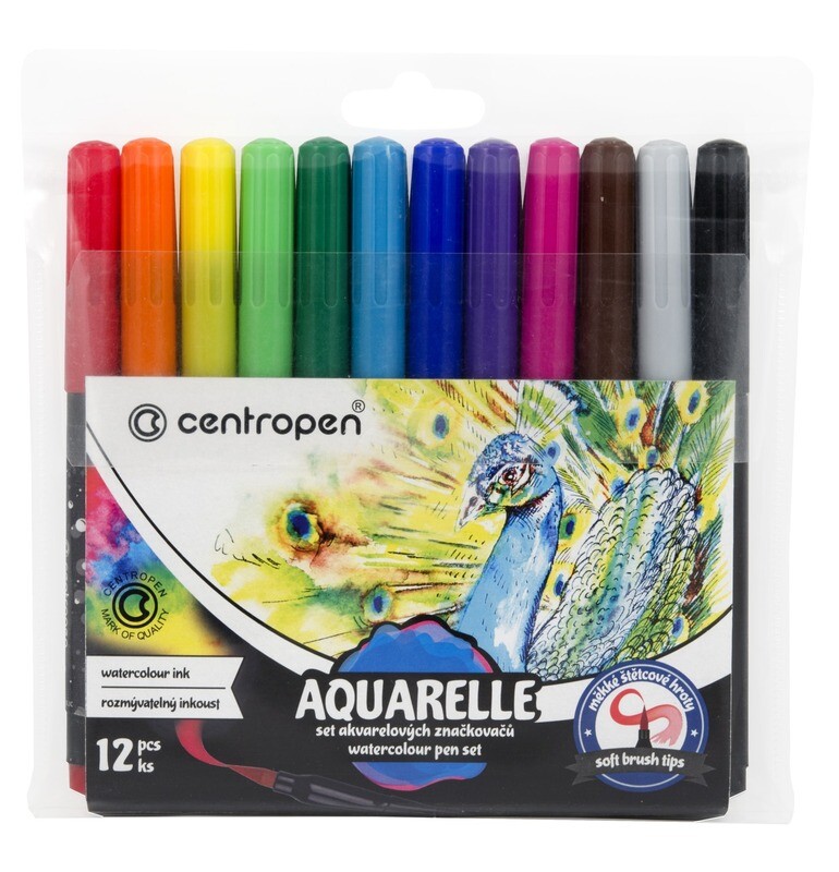 Rotuladores Aquarelables Punta de Pincel 12 Colores