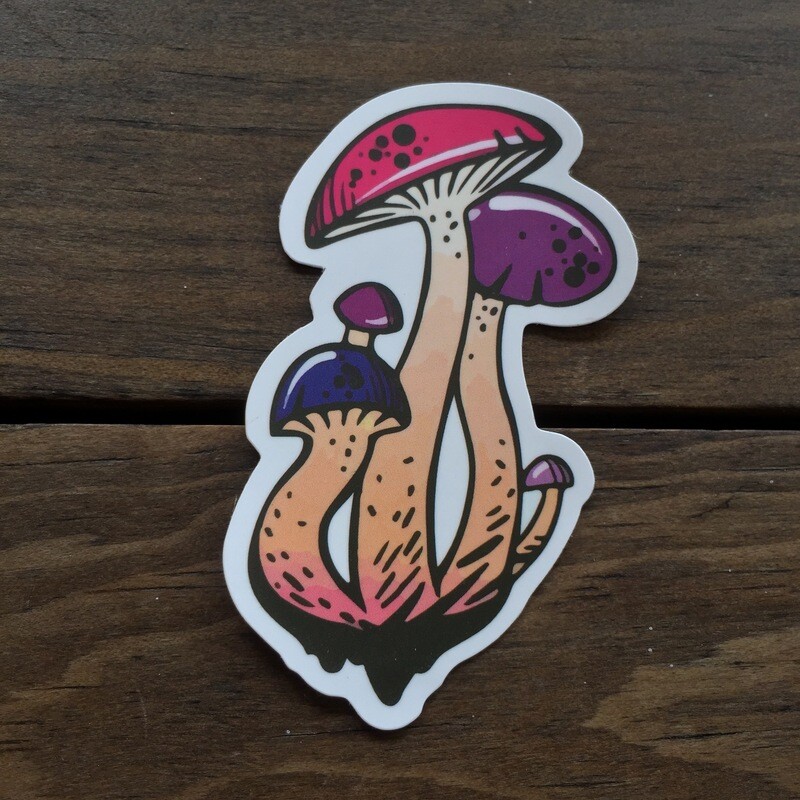 Hongo - Azul, Rosa y Morado (STICKER)