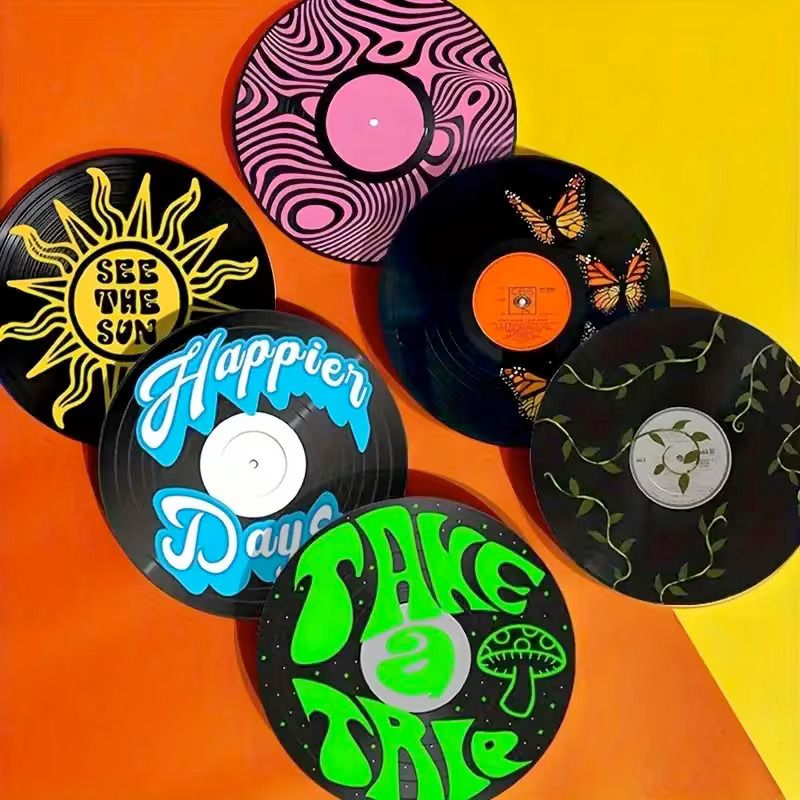 Wood Vinyl Coasters - 6 Pack