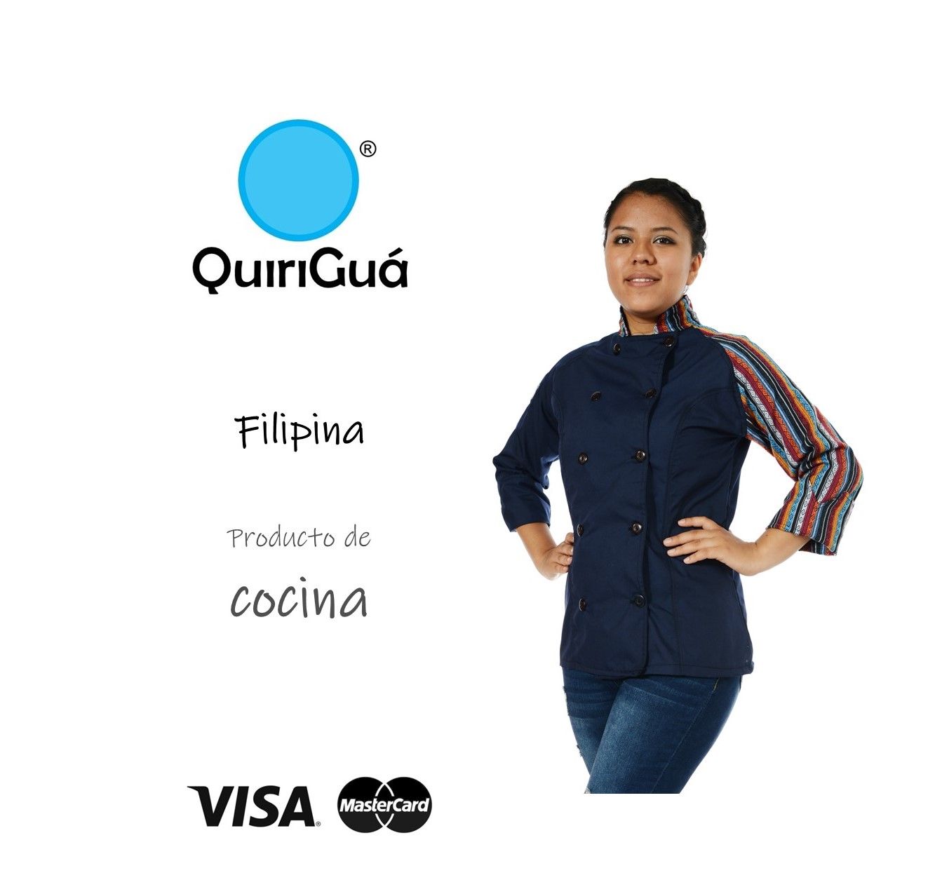 FILIPINA DE COCINA, OSCURA, CON  COMBINACIÓN DE DETALLES TIPICOS