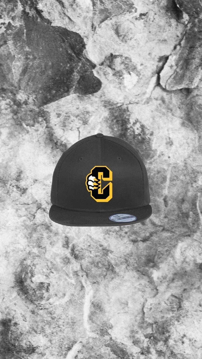 New Era C Logo Black Flat Bill Snapback Hat