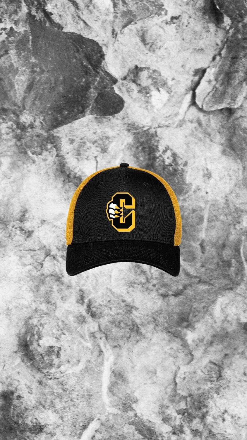 New Era C Logo Black/Yellow Stretch Mesh Hat