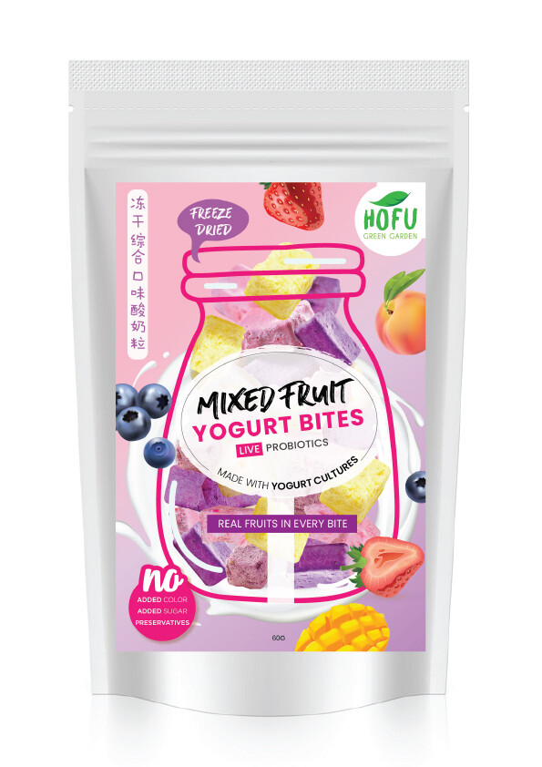 益生菌冻干酸奶块 综合水果口味 Hofu Freeze Dried Mixed Fruits Yogurt Bites 60g