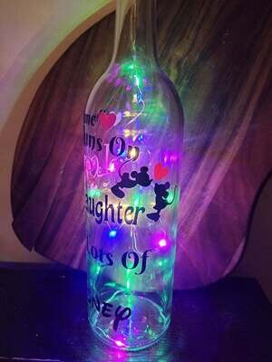This home Runs on Disney wine bottle light.