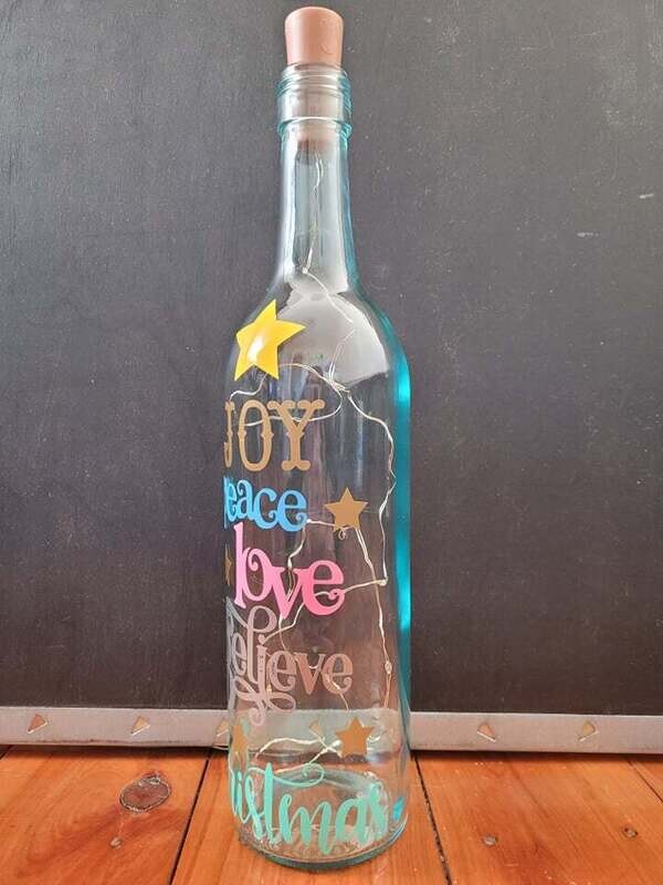 Christmas Word Wine Bottle Light.