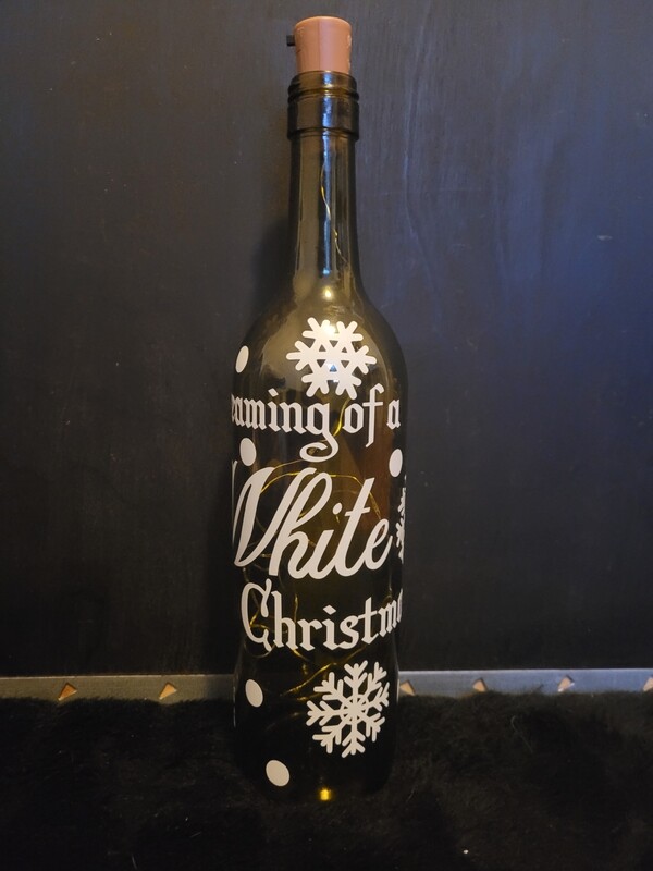 White Christmas Wine Bottle