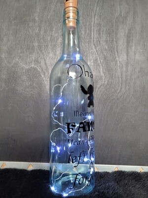 Stitch- Ohana means family Wine Bottle Light.