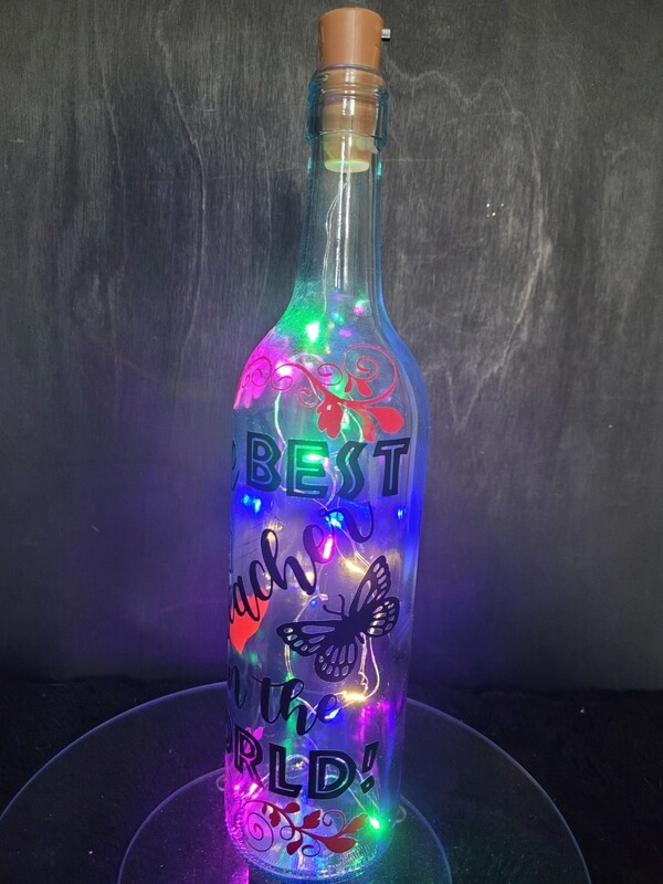 Personalised Teacher Wine Bottle Light Bundle