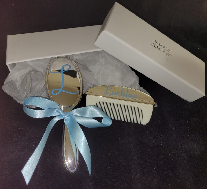 Personalised Silver Plated Comb and Brush Set