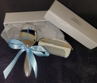 Personalised Silver Plated Comb and Brush Set