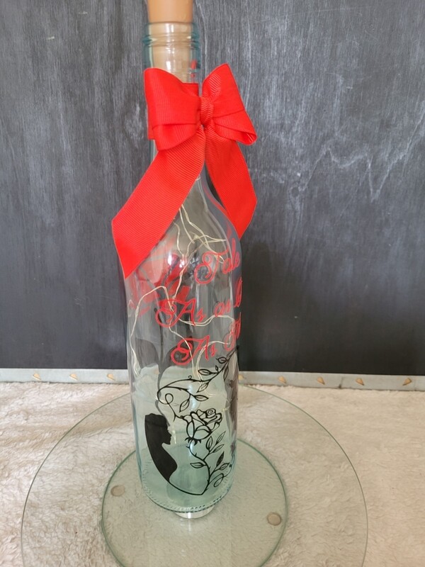 Tale As Old As Time Wine Bottle Light
