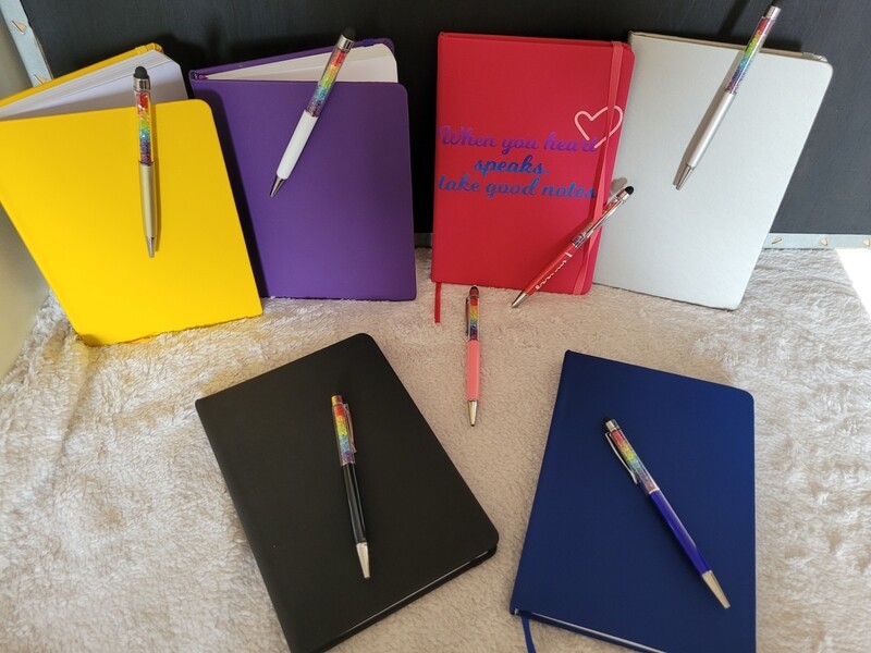 A5 Colourful Notebook &amp; Rainbow Pen Set.