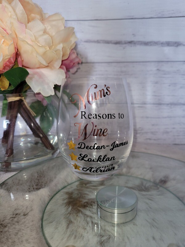 Mum&#39;s Reason to Wine Glass