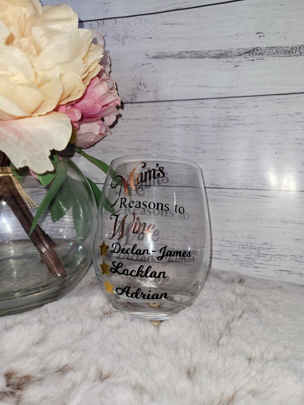 Mum's Reason to Wine Glass