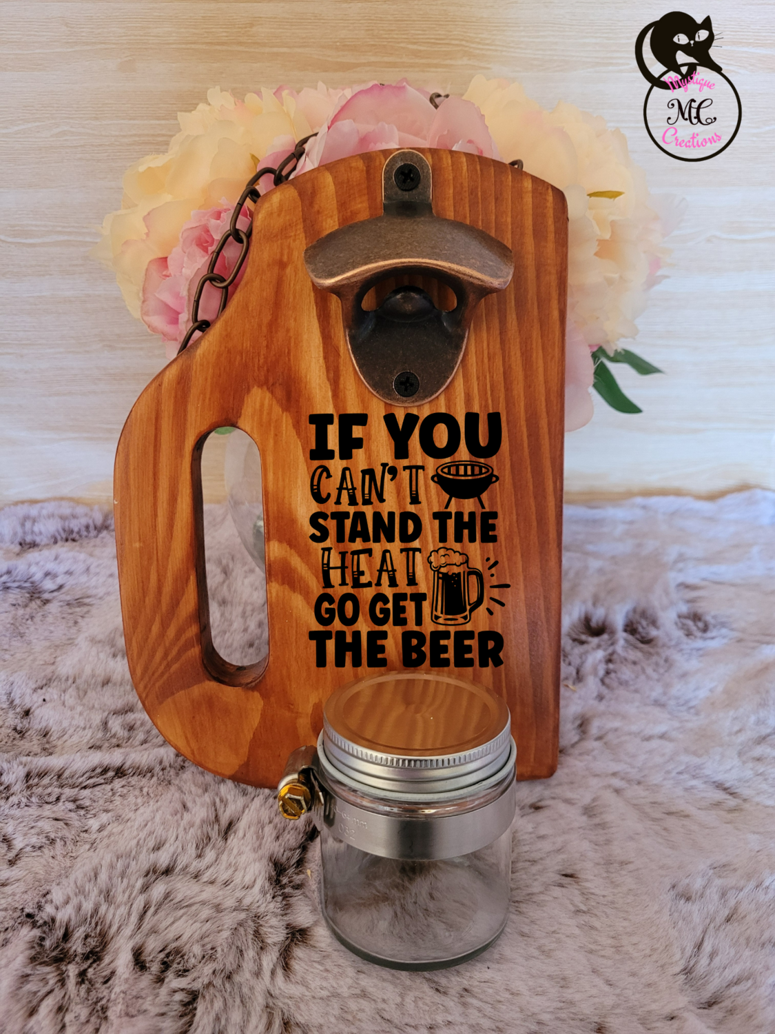 Wall Mounted Bottle Opener Handmade Wooden with Mason Jar Bottle Cap  Catcher, Father's Day Gift, Bottle Opener, Gift for Him