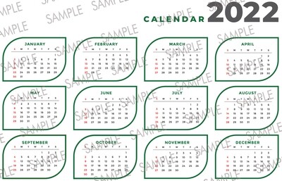 Full Calendar 2022 - Green - Size A4