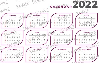 Full Calendar 2022 - Purple - Size A4