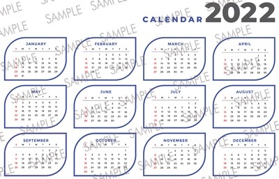Full Calendar 2022 - Blue - Size A4